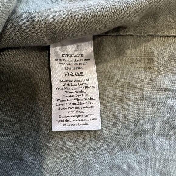 Everlane The Classic Linen Shirt Men Size M Sage Button Down Coastal Minimalist - Picture 9 of 10